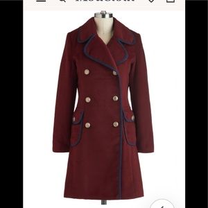 Burgundy ModCloth Coat by Pink Martini
